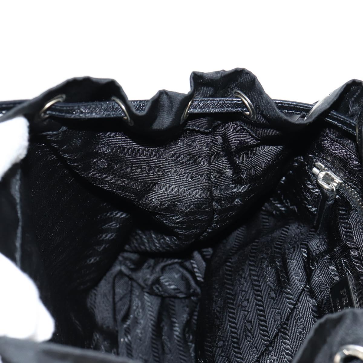 PRADA Shoulder Bag Nylon Black Silver Auth 125317V