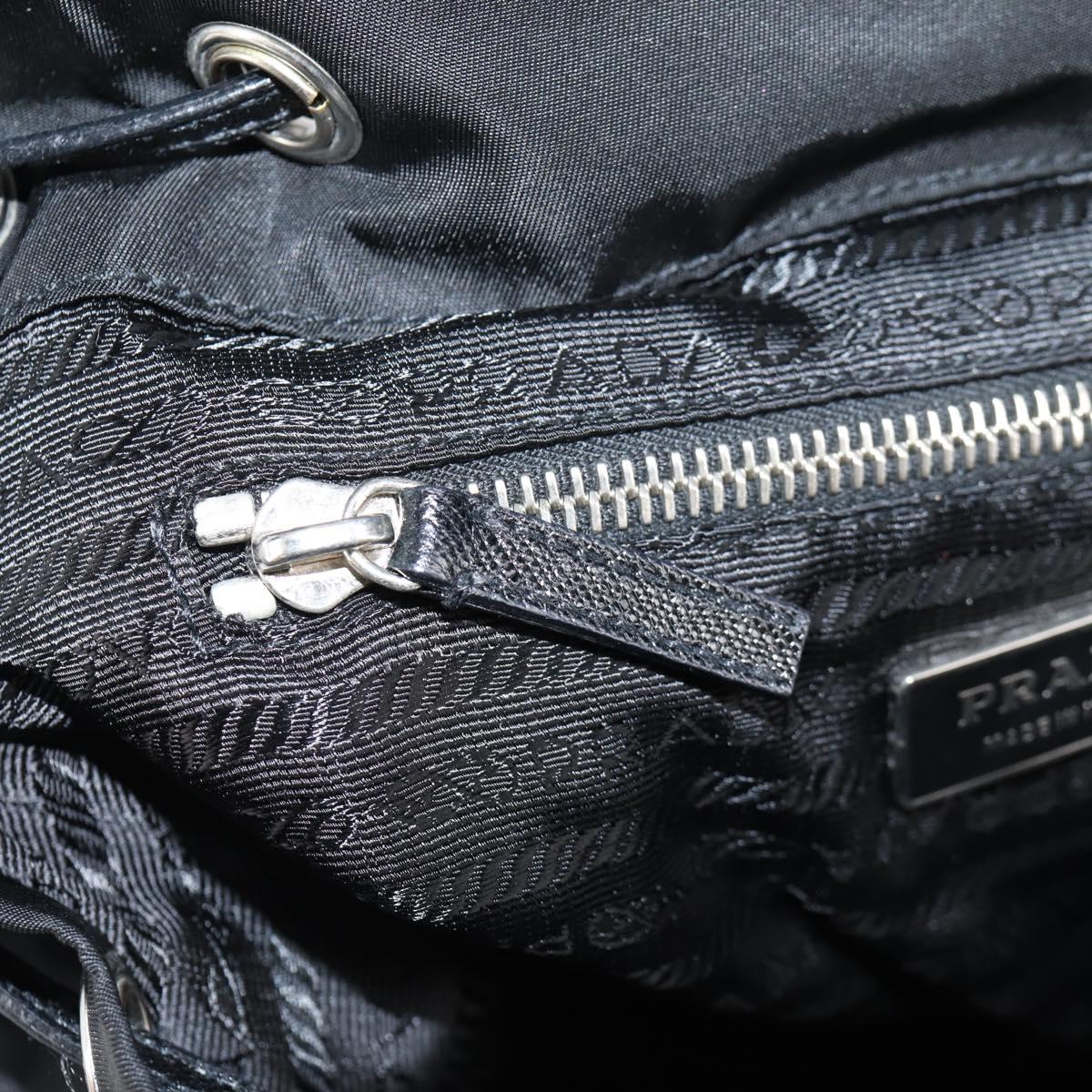 PRADA Shoulder Bag Nylon Black Silver Auth 125317V