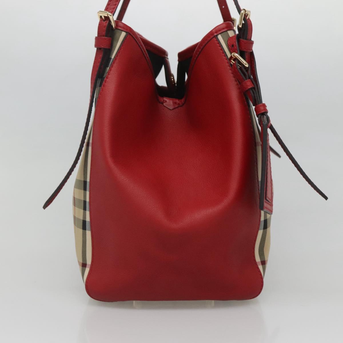 BURBERRY Nova Check Shoulder Bag Nylon Beige Gold Auth 125324