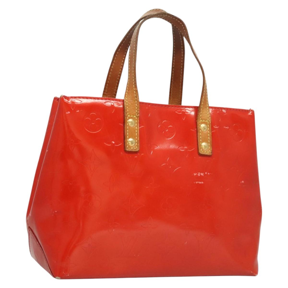 LOUIS VUITTON Monogram Vernis Reade PM Hand Bag Red Rouge M91088 LV Auth 125359
