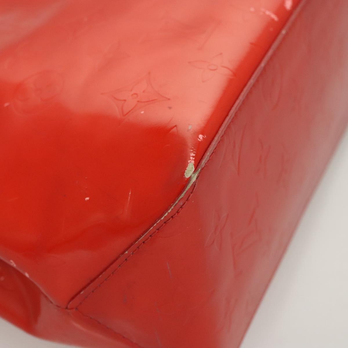 LOUIS VUITTON Monogram Vernis Reade PM Hand Bag Red Rouge M91088 LV Auth 125359
