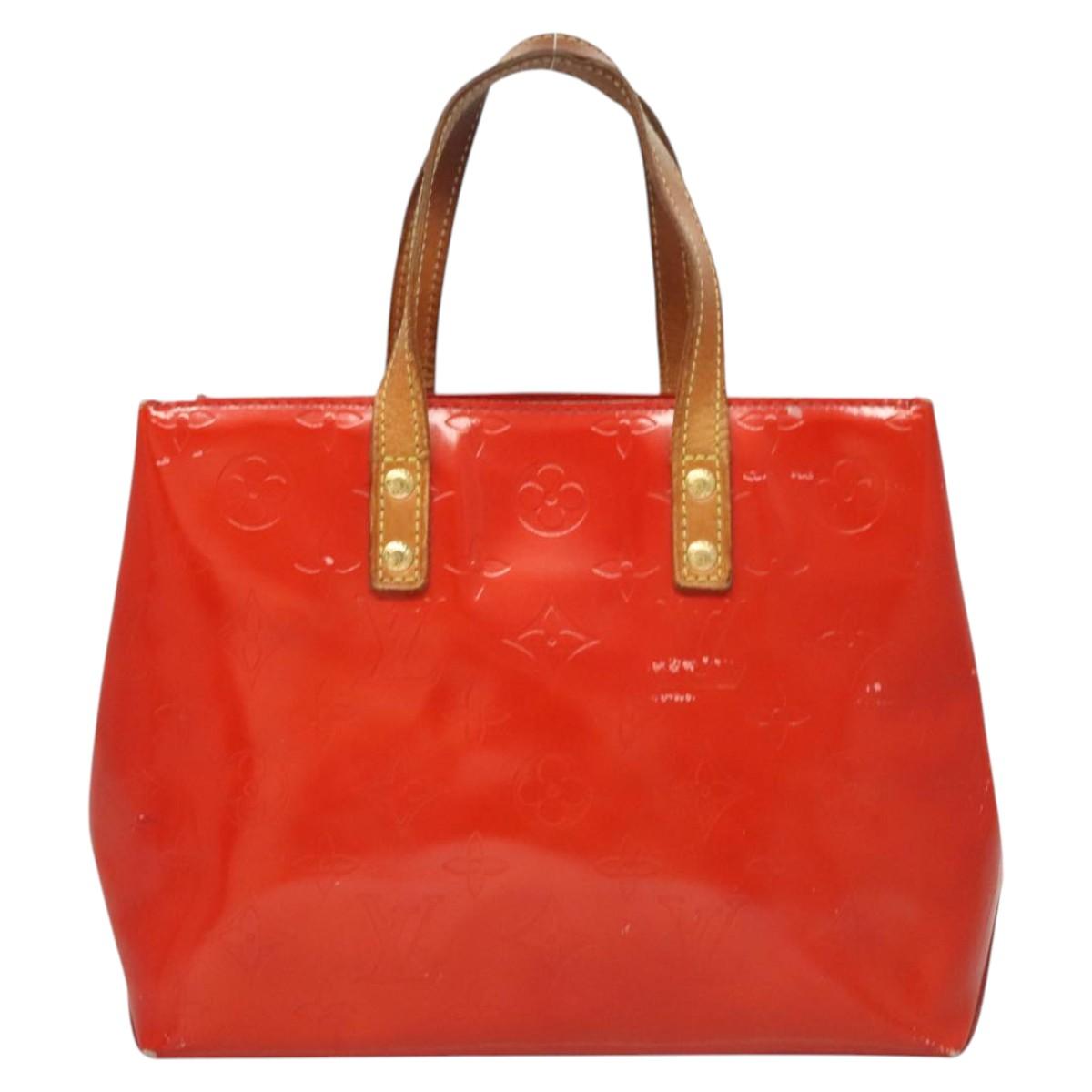 LOUIS VUITTON Monogram Vernis Reade PM Hand Bag Red Rouge M91088 LV Auth 125359