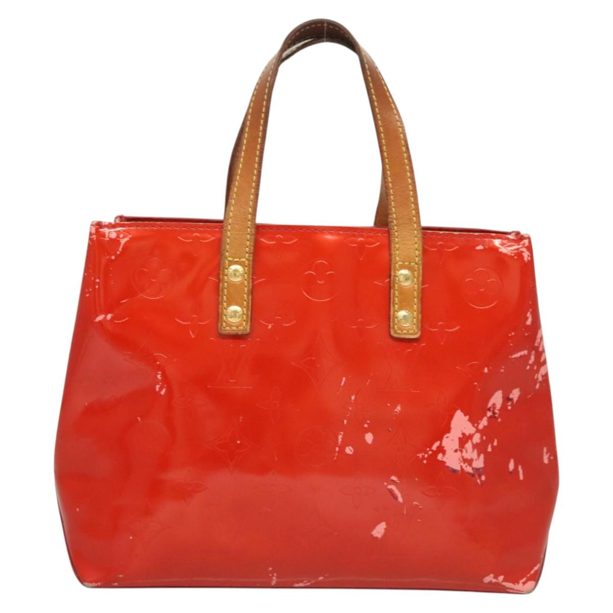 LOUIS VUITTON Monogram Vernis Reade PM Hand Bag Red Rouge M91088 LV Auth 125359