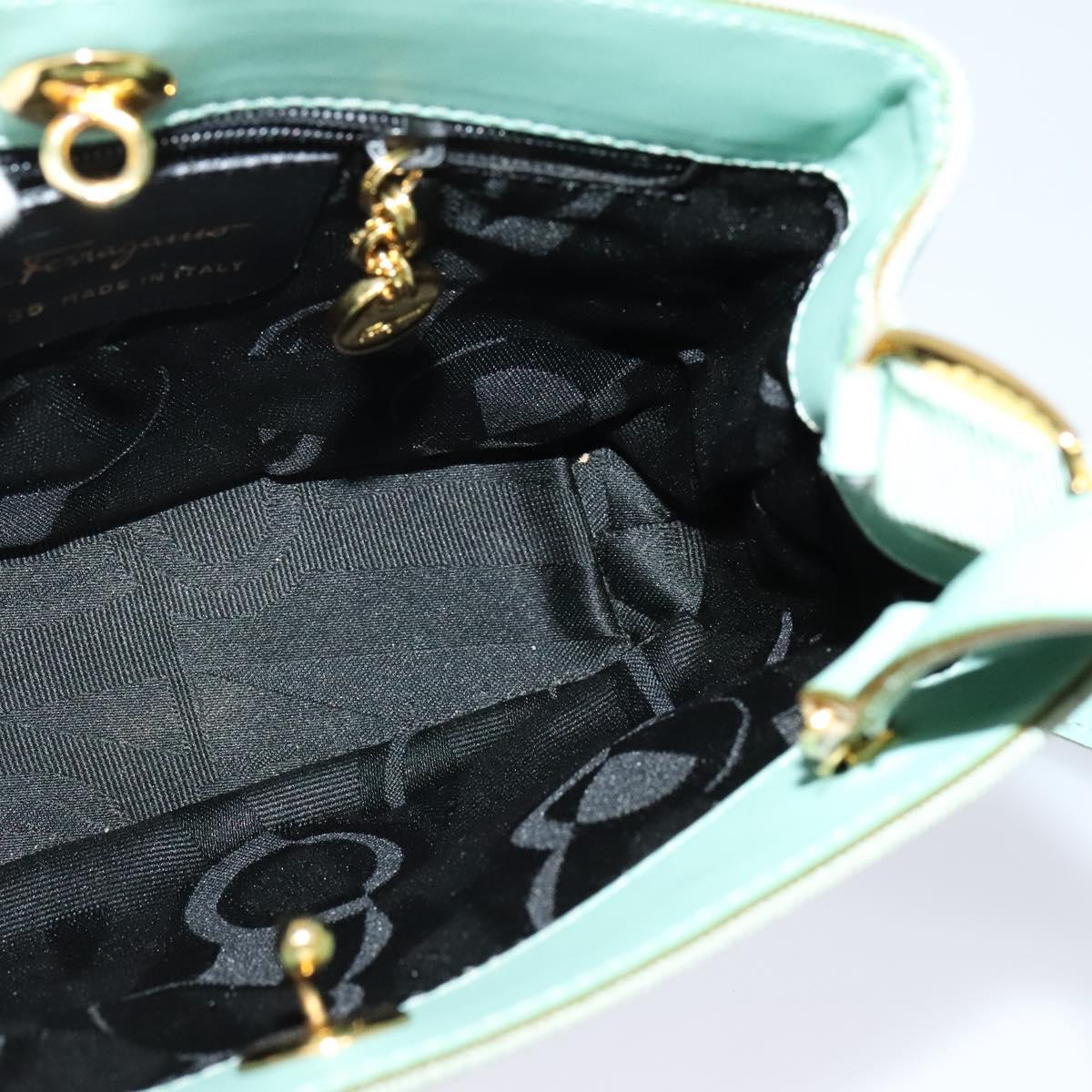 Salvatore Ferragamo Hand Bag Nylon 2way Green Gold Auth 125371