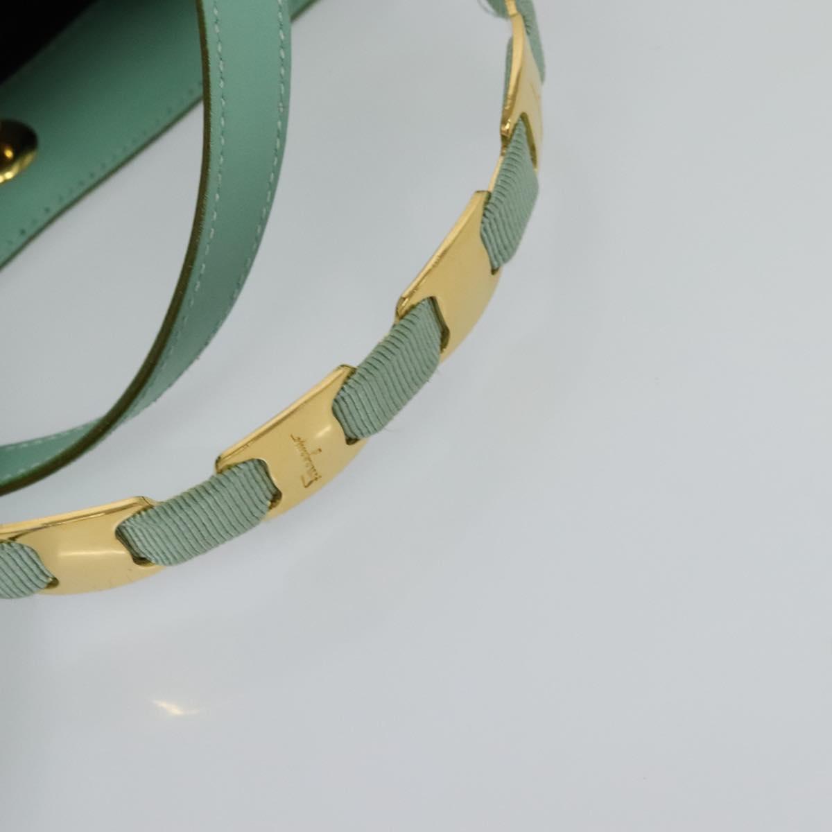 Salvatore Ferragamo Hand Bag Nylon 2way Green Gold Auth 125371