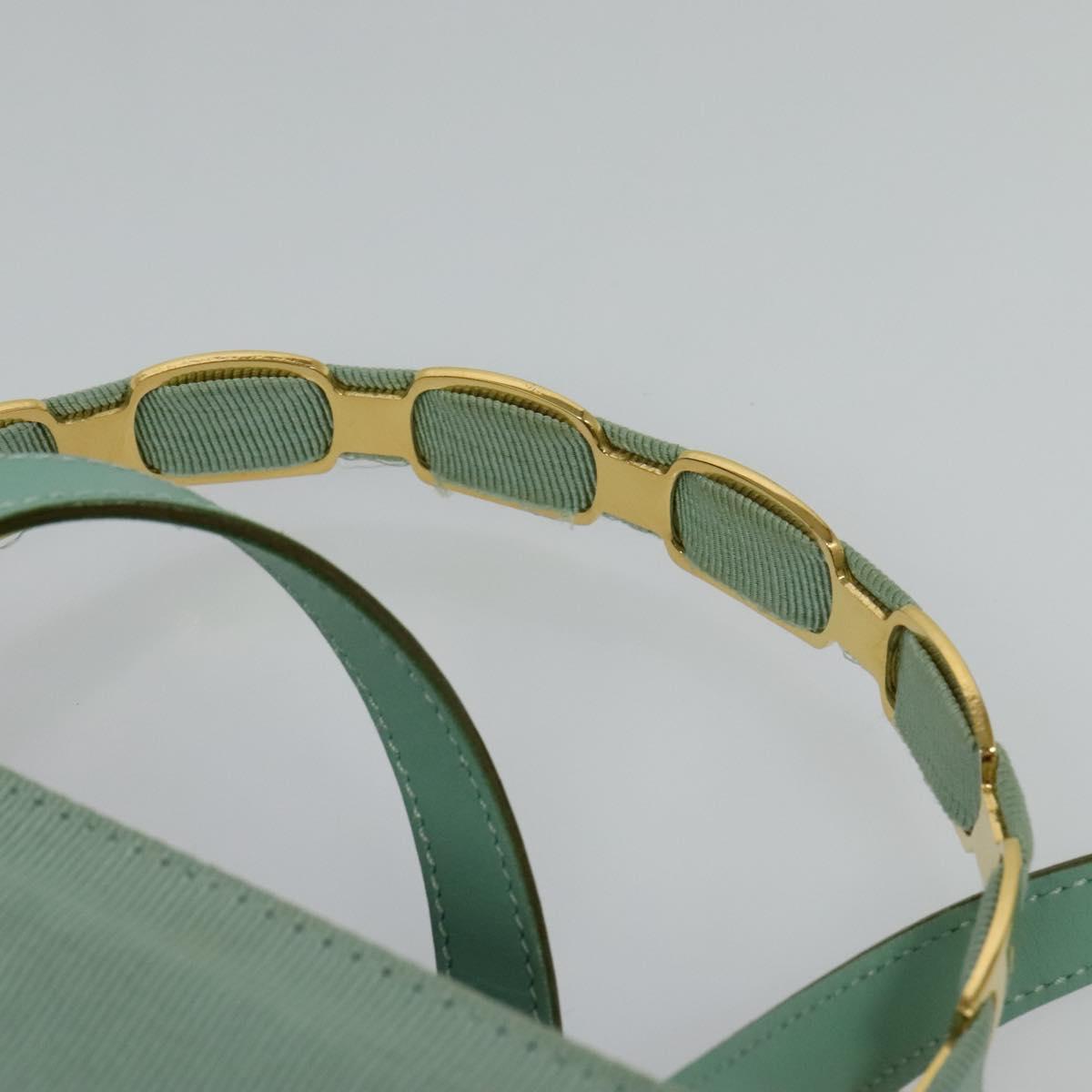 Salvatore Ferragamo Hand Bag Nylon 2way Green Gold Auth 125371