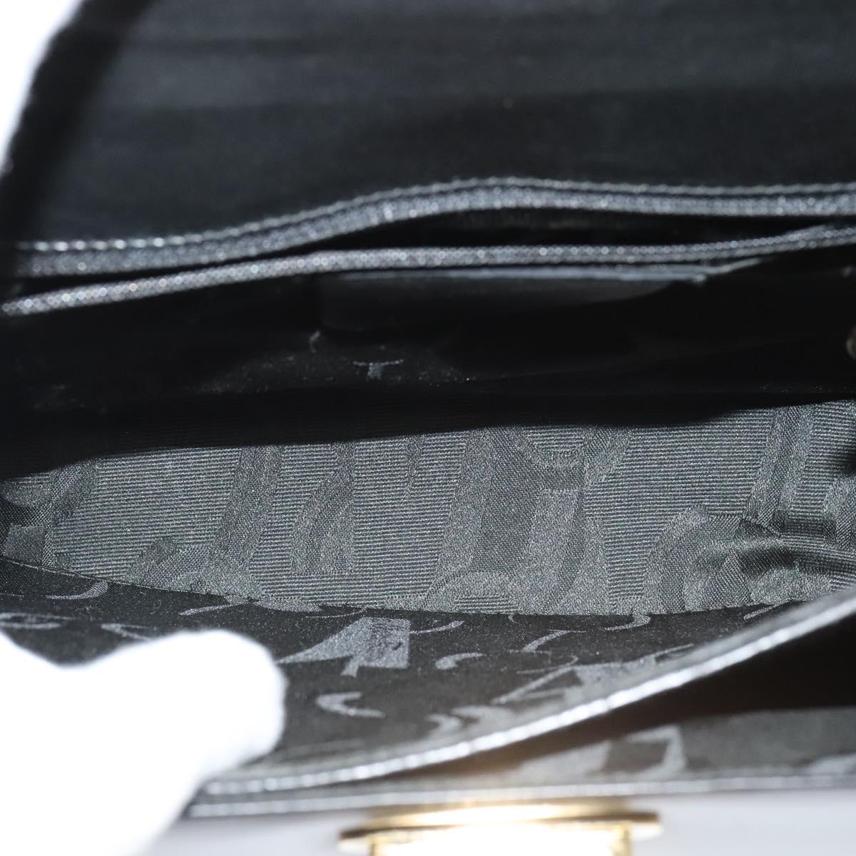 Salvatore Ferragamo Gancini Hand Bag Leather 2way Black Gold Auth 125372