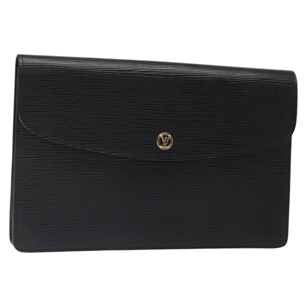 LOUIS VUITTON Epi Montaigne 27 Clutch Bag Black M52652 LV Auth 125396