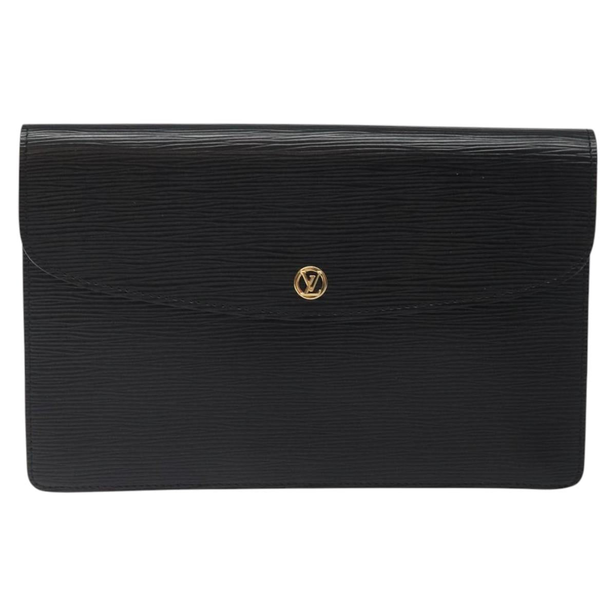 LOUIS VUITTON Epi Montaigne 27 Clutch Bag Black M52652 LV Auth 125396
