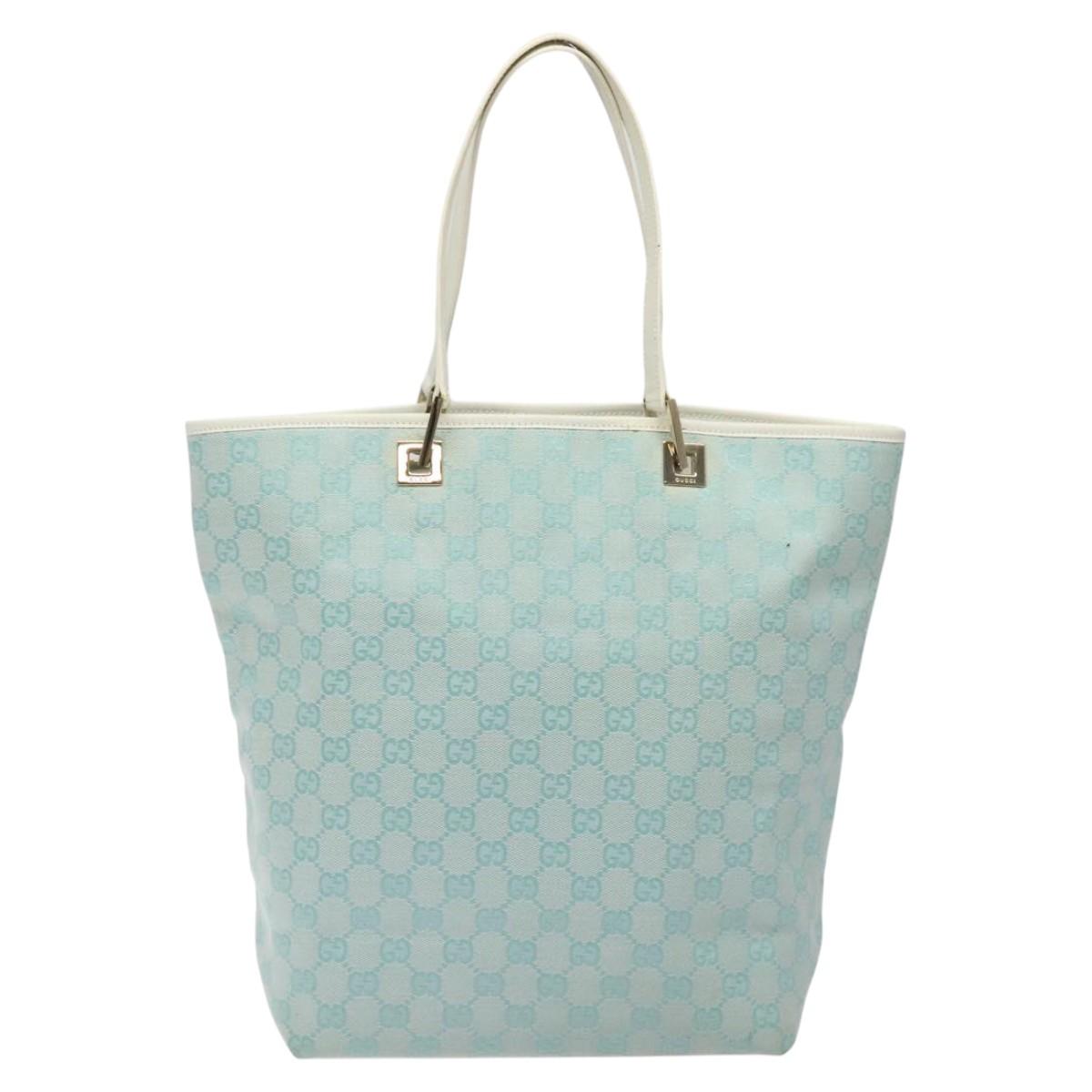 GUCCI GG Canvas Tote Bag Blue Gold 002 1098 Auth 125400