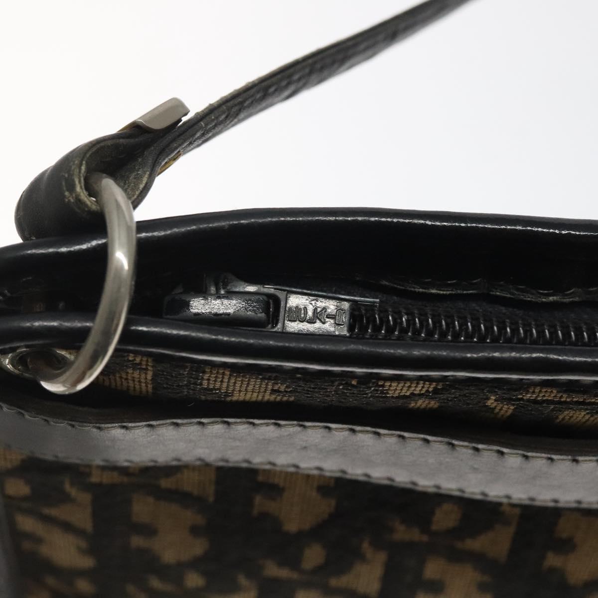 Christian Dior Trotter Canvas Shoulder Bag Black Beige Auth 125405