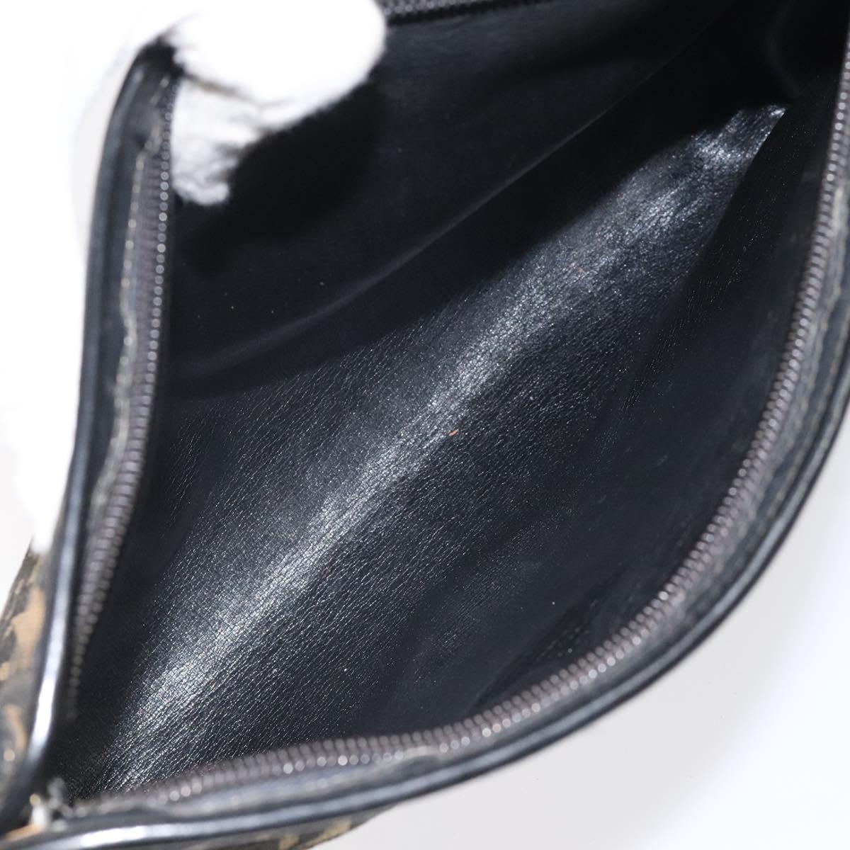 Christian Dior Trotter Canvas Shoulder Bag Black Beige Auth 125405