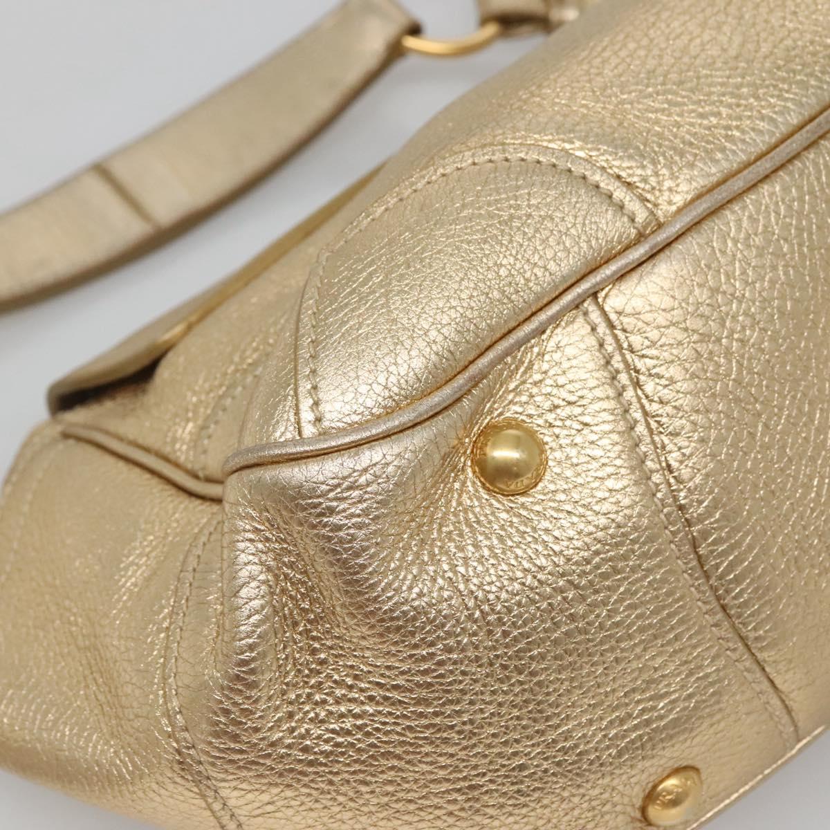 PRADA Shoulder Bag Leather Gold Tone Auth 125408