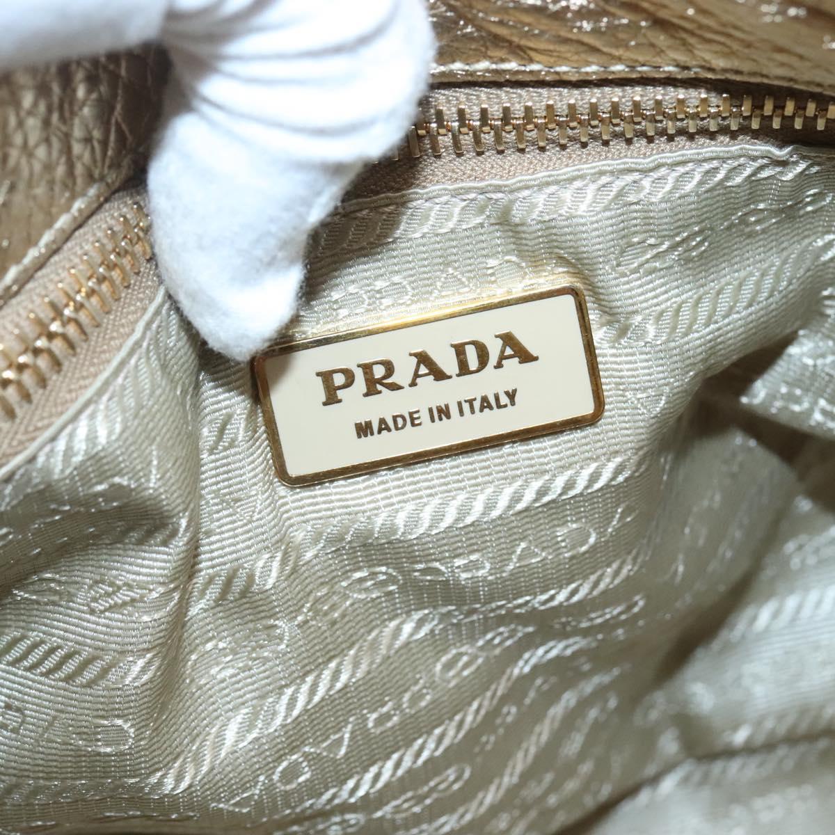 PRADA Shoulder Bag Leather Gold Tone Auth 125408