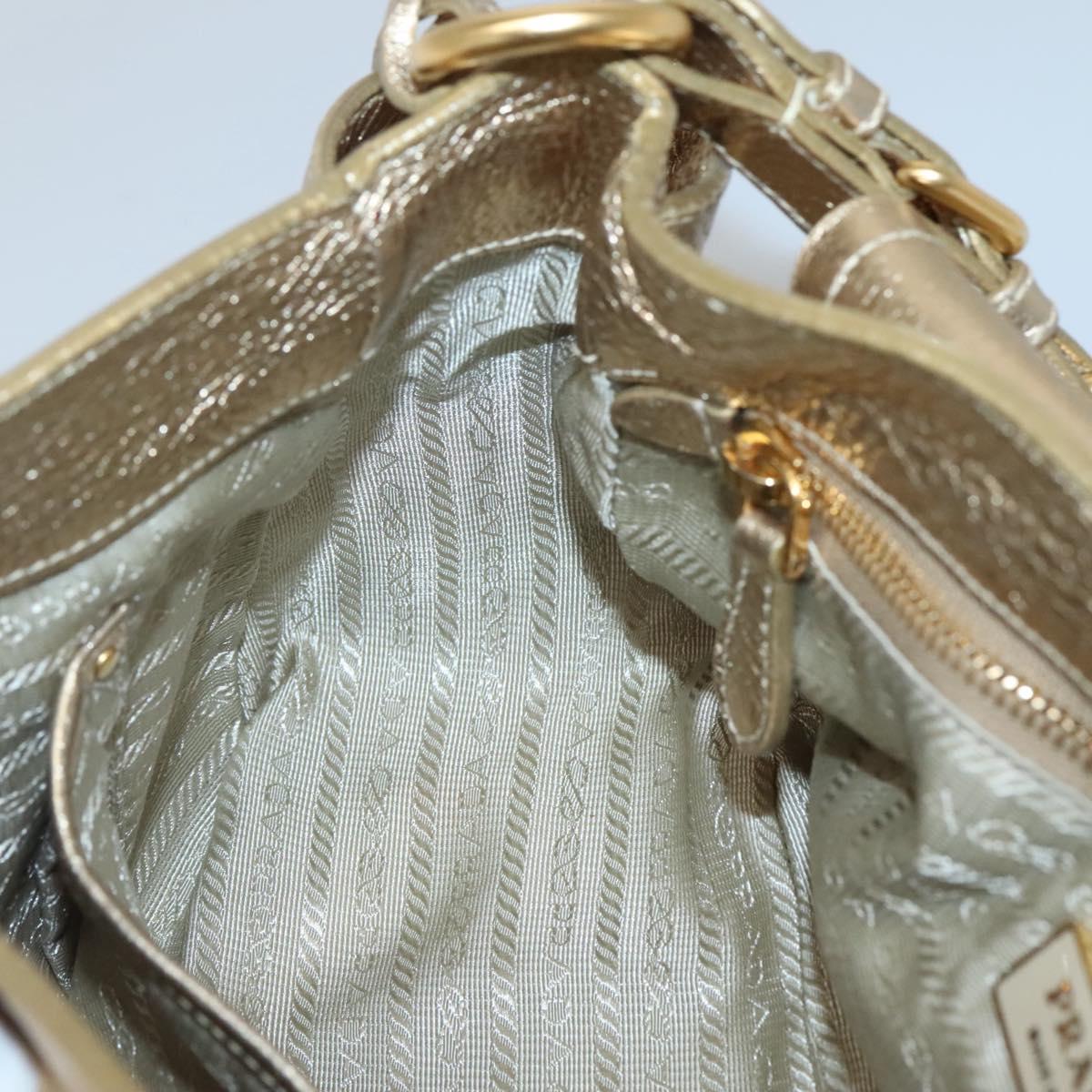 PRADA Shoulder Bag Leather Gold Tone Auth 125408