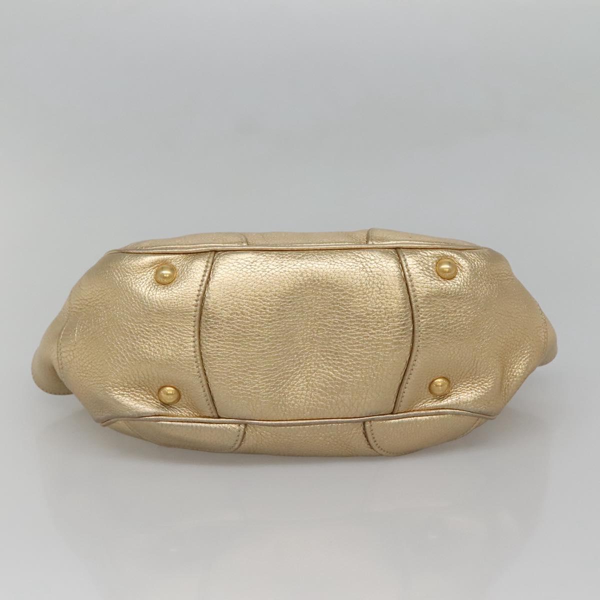 PRADA Shoulder Bag Leather Gold Tone Auth 125408