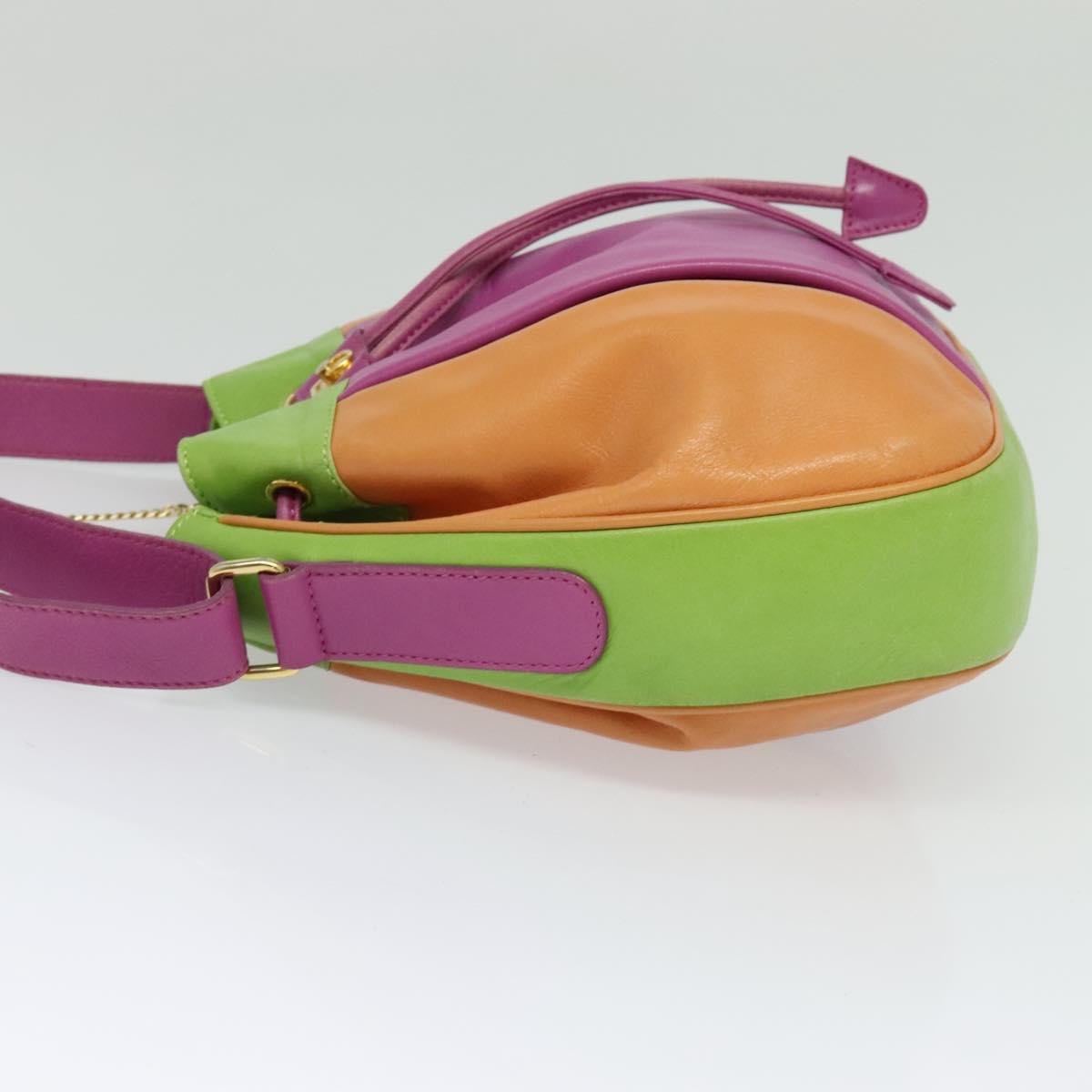 CELINE Shoulder Bag Leather Pink Gold Auth 125416