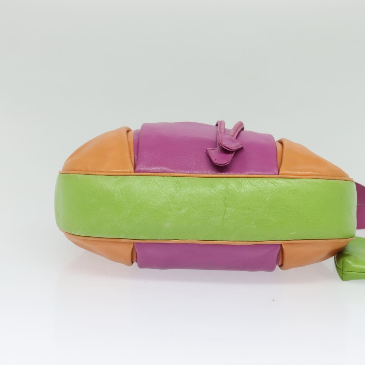 CELINE Shoulder Bag Leather Pink Gold Auth 125416