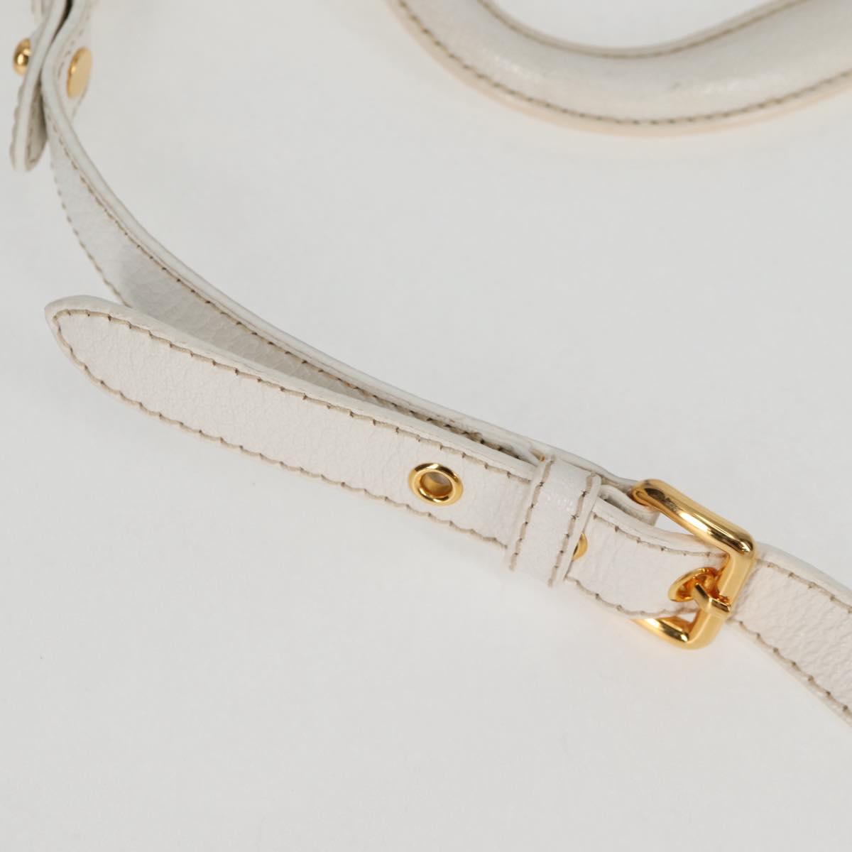 Miu Miu Hand Bag Leather 2way White Gold Auth 125417V