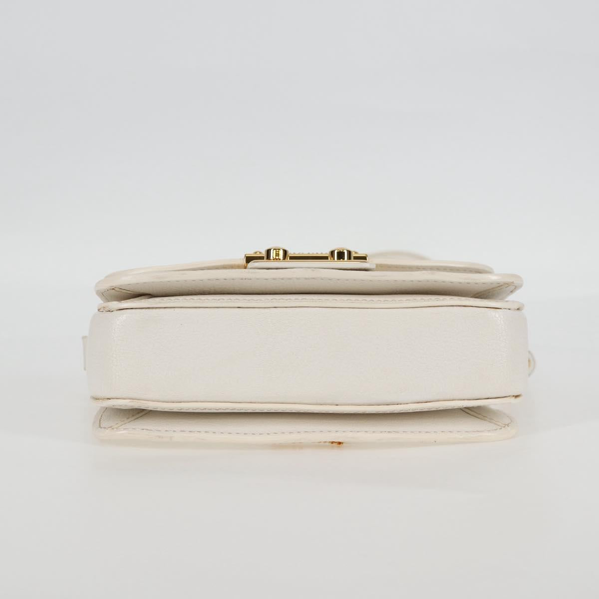 Miu Miu Hand Bag Leather 2way White Gold Auth 125417V