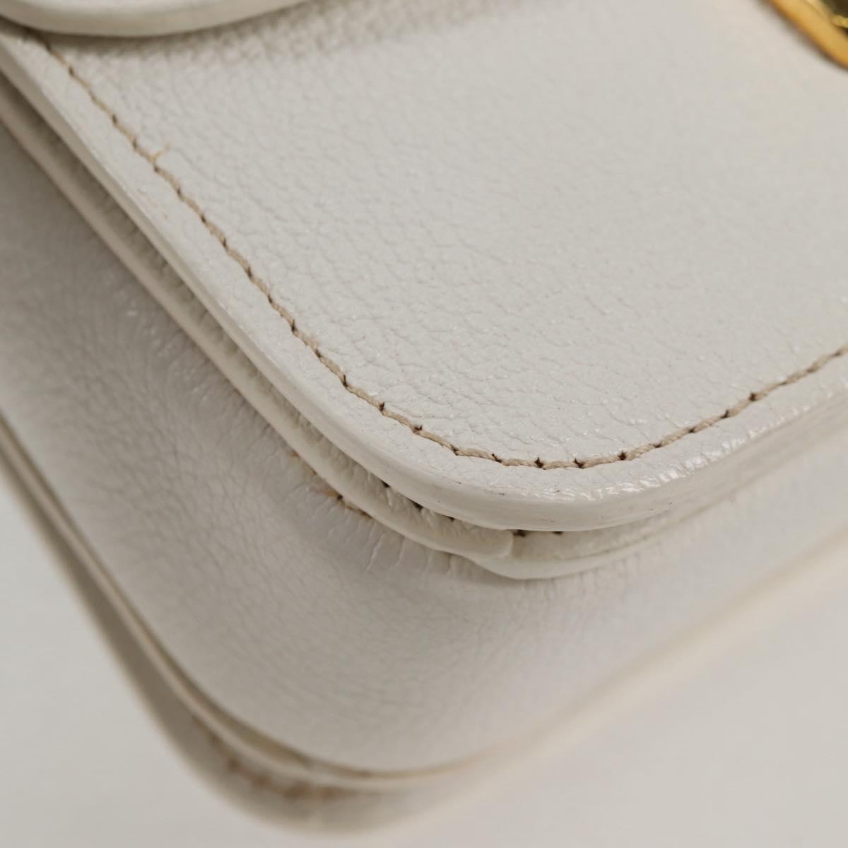 Miu Miu Hand Bag Leather 2way White Gold Auth 125417V