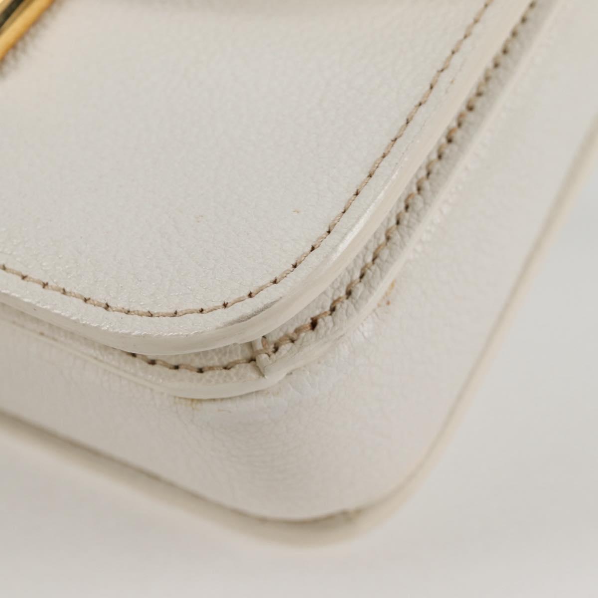 Miu Miu Hand Bag Leather 2way White Gold Auth 125417V