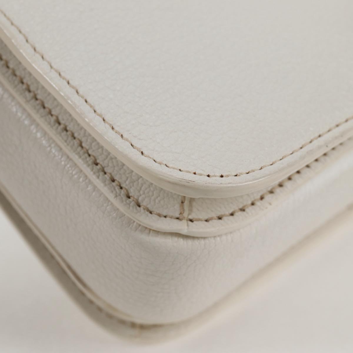 Miu Miu Hand Bag Leather 2way White Gold Auth 125417V