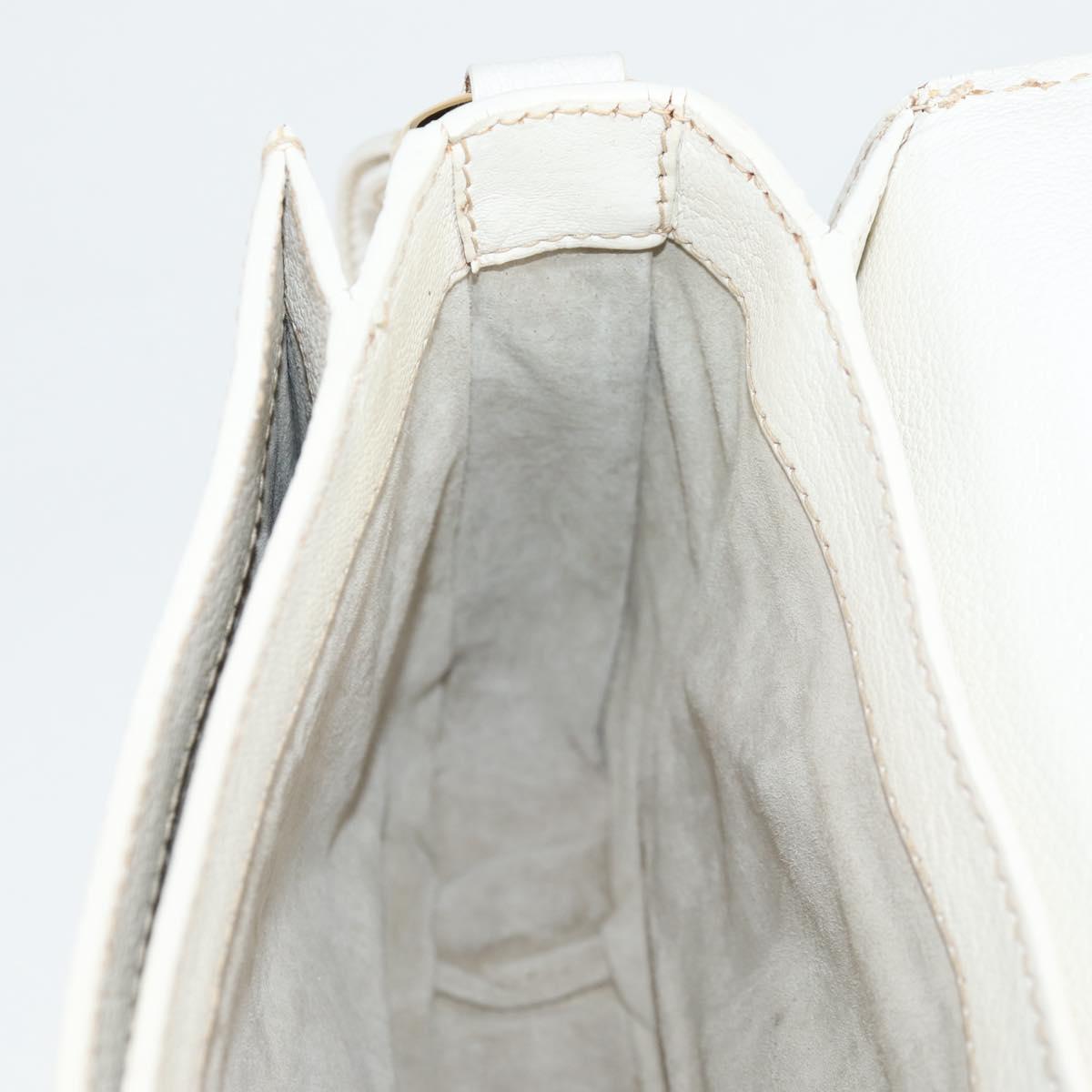 Miu Miu Hand Bag Leather 2way White Gold Auth 125417V