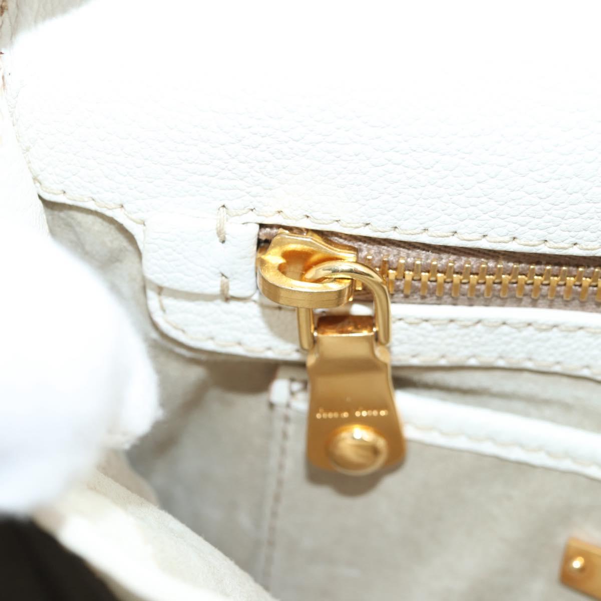 Miu Miu Hand Bag Leather 2way White Gold Auth 125417V