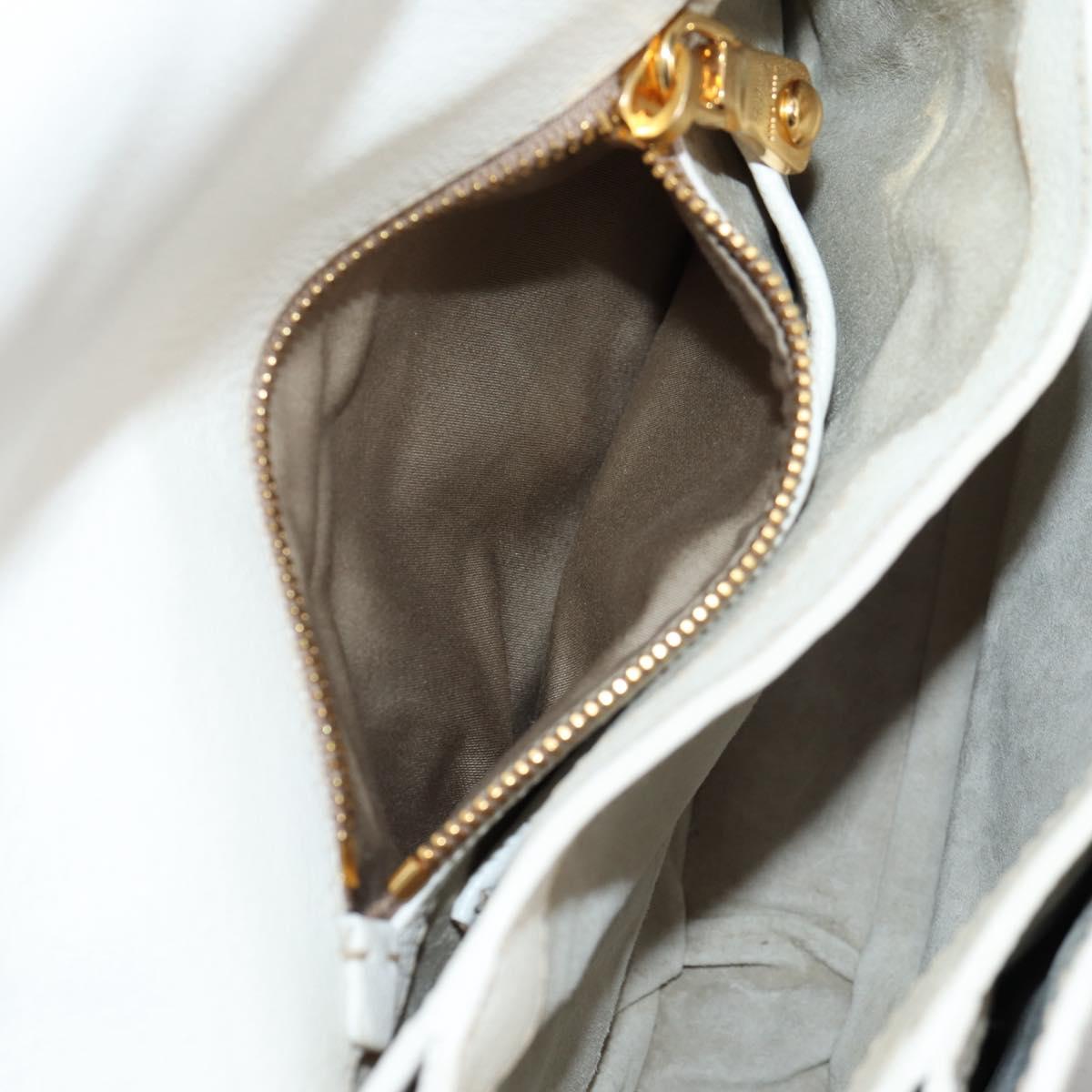 Miu Miu Hand Bag Leather 2way White Gold Auth 125417V