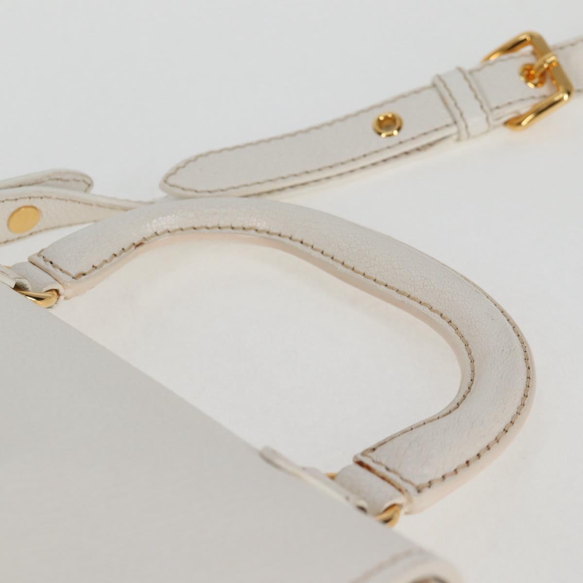 Miu Miu Hand Bag Leather 2way White Gold Auth 125417V