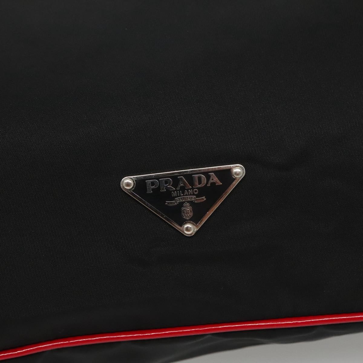 PRADA Tote Bag Nylon Black Silver Auth 125419