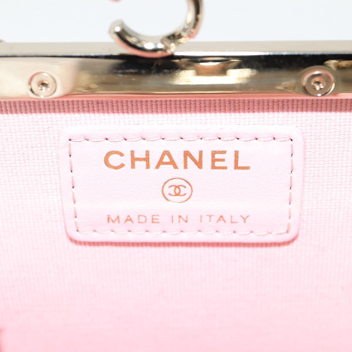 CHANEL Matelasse Chain Pouch Shoulder Bag Lamb Skin Black Gold CC Auth 125435AM