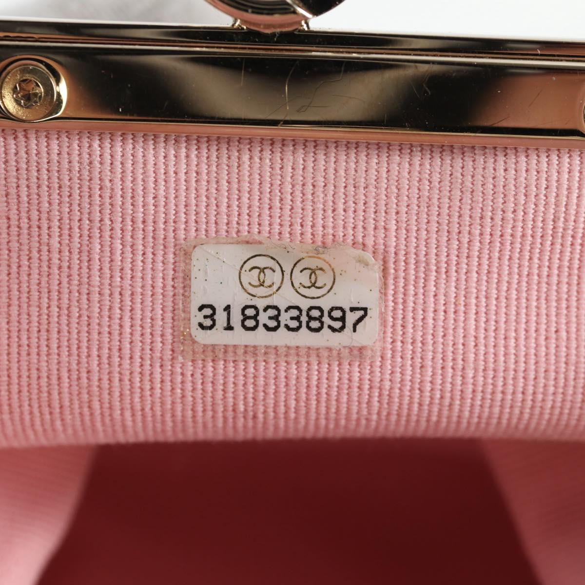 CHANEL Matelasse Chain Pouch Shoulder Bag Lamb Skin Black Gold CC Auth 125435AM