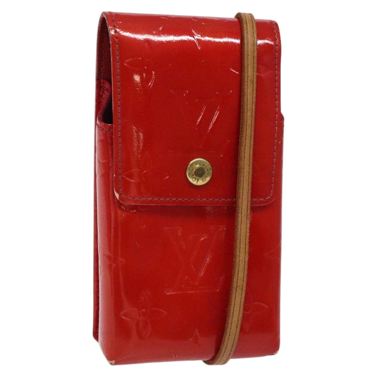 LOUIS VUITTON Monogram Vernis Green Cigarette Case Red M91155 LV Auth 125436