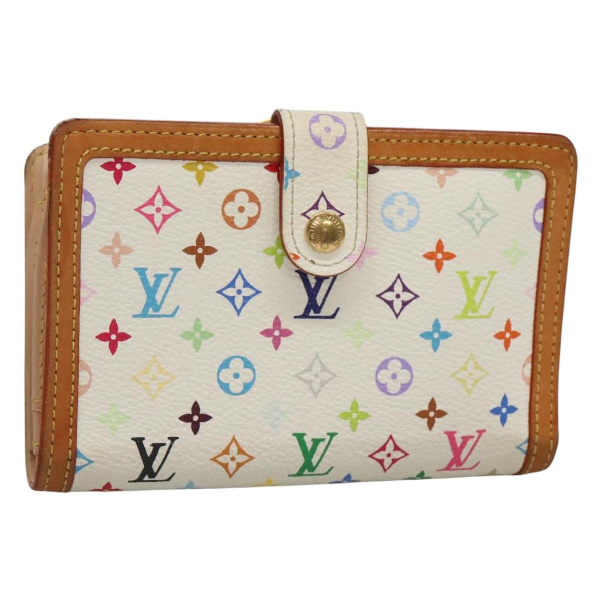 LOUIS VUITTON Multicolor Portefeuille Viennois Wallet White M92987 Auth 125462