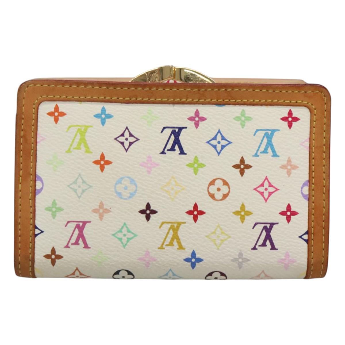 LOUIS VUITTON Multicolor Portefeuille Viennois Wallet White M92987 Auth 125462
