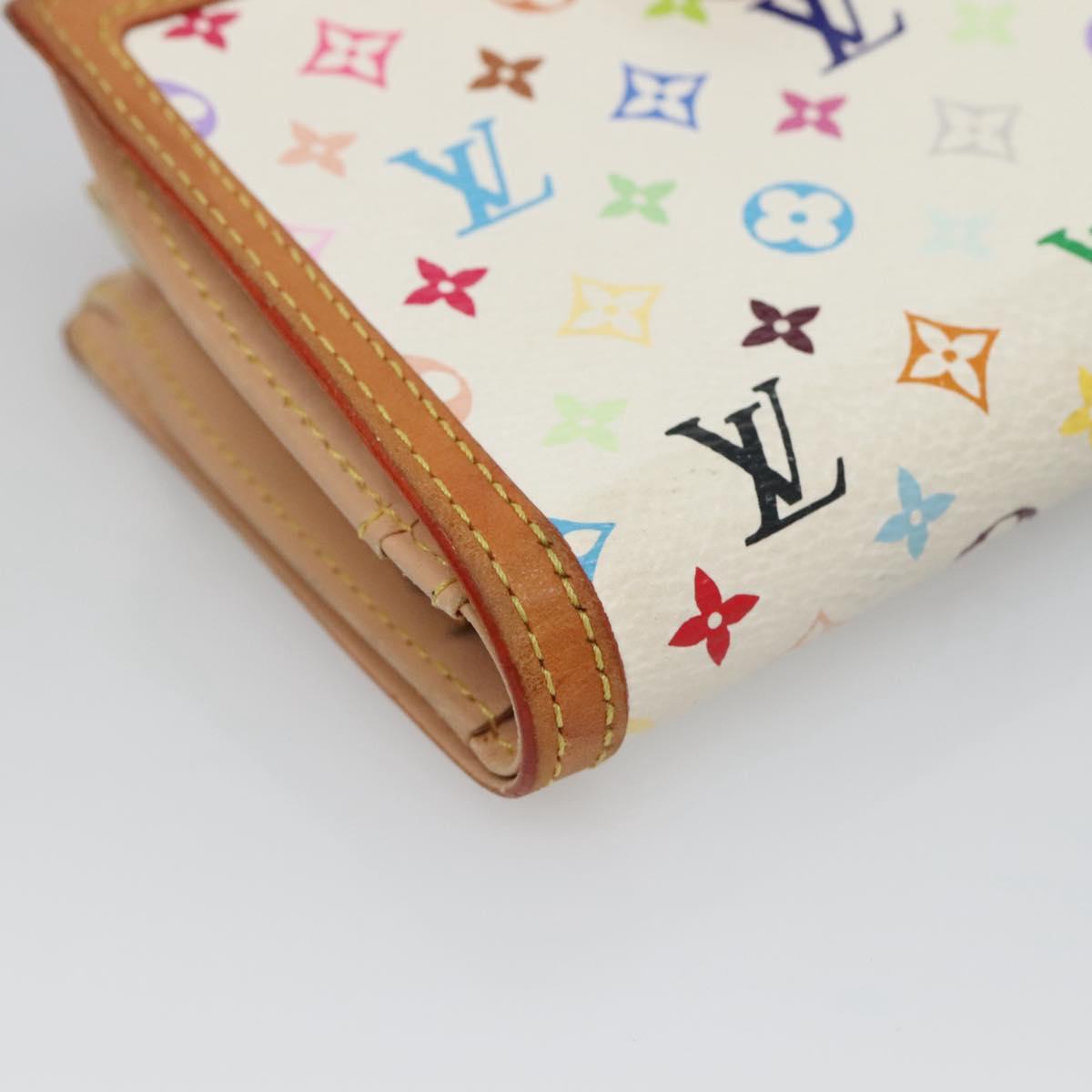 LOUIS VUITTON Multicolor Portefeuille Viennois Wallet White M92987 Auth 125462
