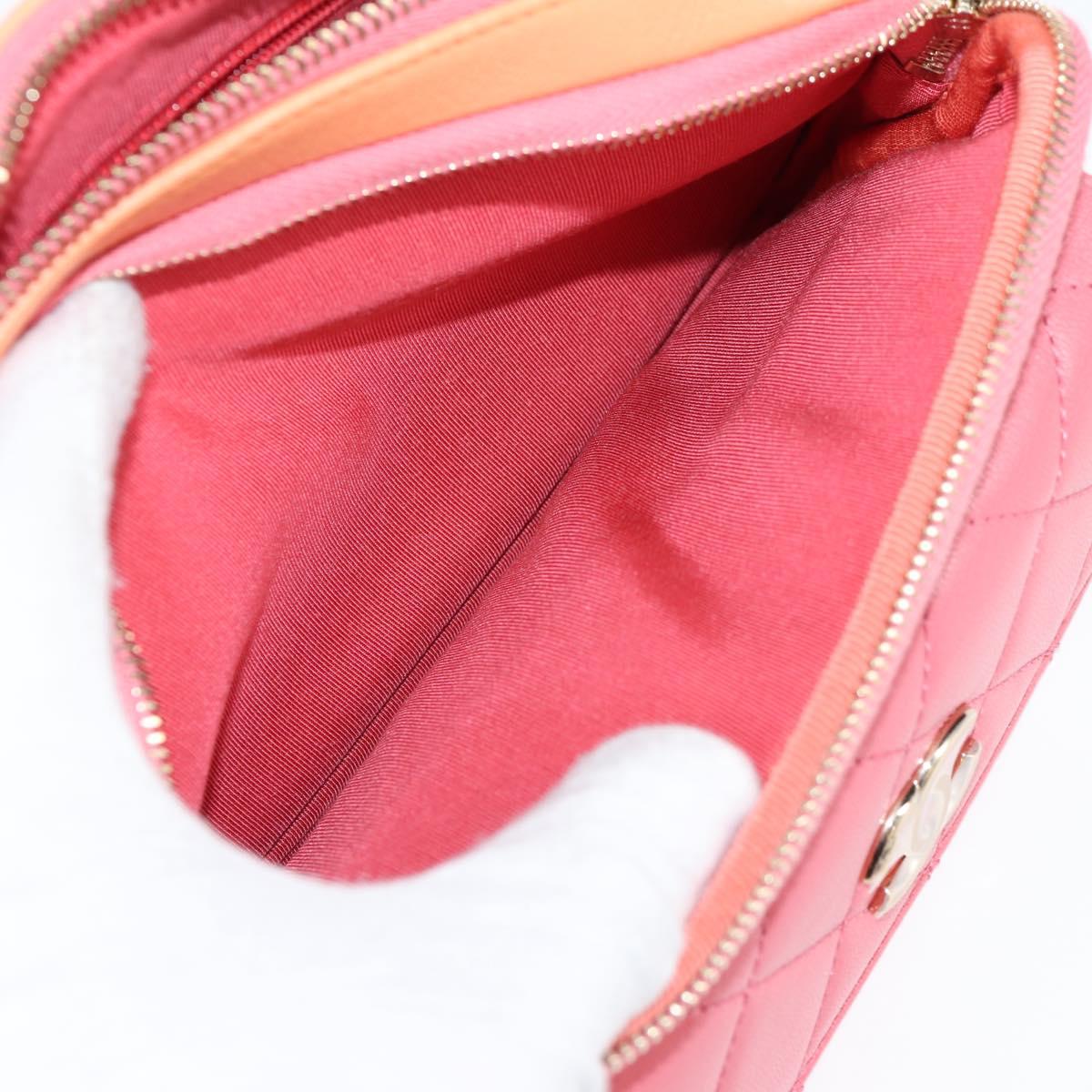 CHANEL Matelasse Chain Waist bag Leather Pink Gold CC Auth 125467SAM