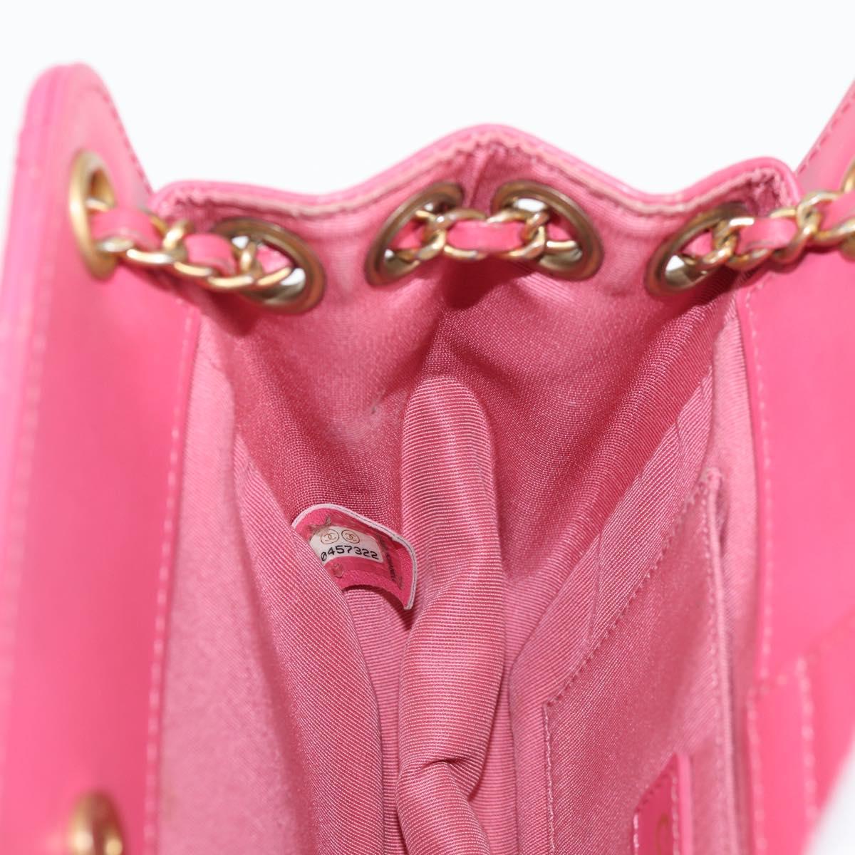 CHANEL Matelasse Chain Shoulder Bag Lamb Skin Pink Gold CC Auth 125468AM
