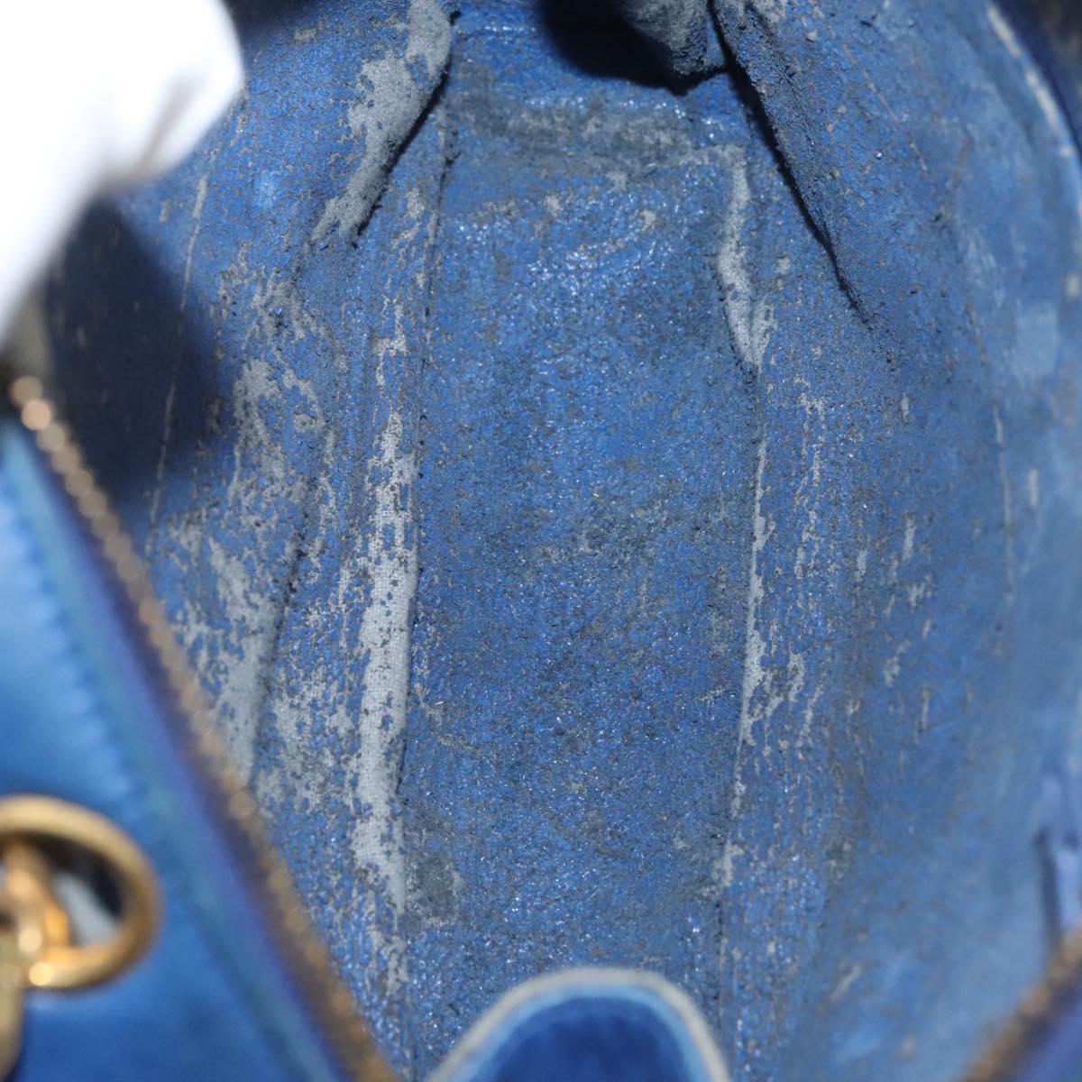 CHANEL Chain Bicolore Shoulder Bag Lamb Skin Blue Gold CC Auth 125470