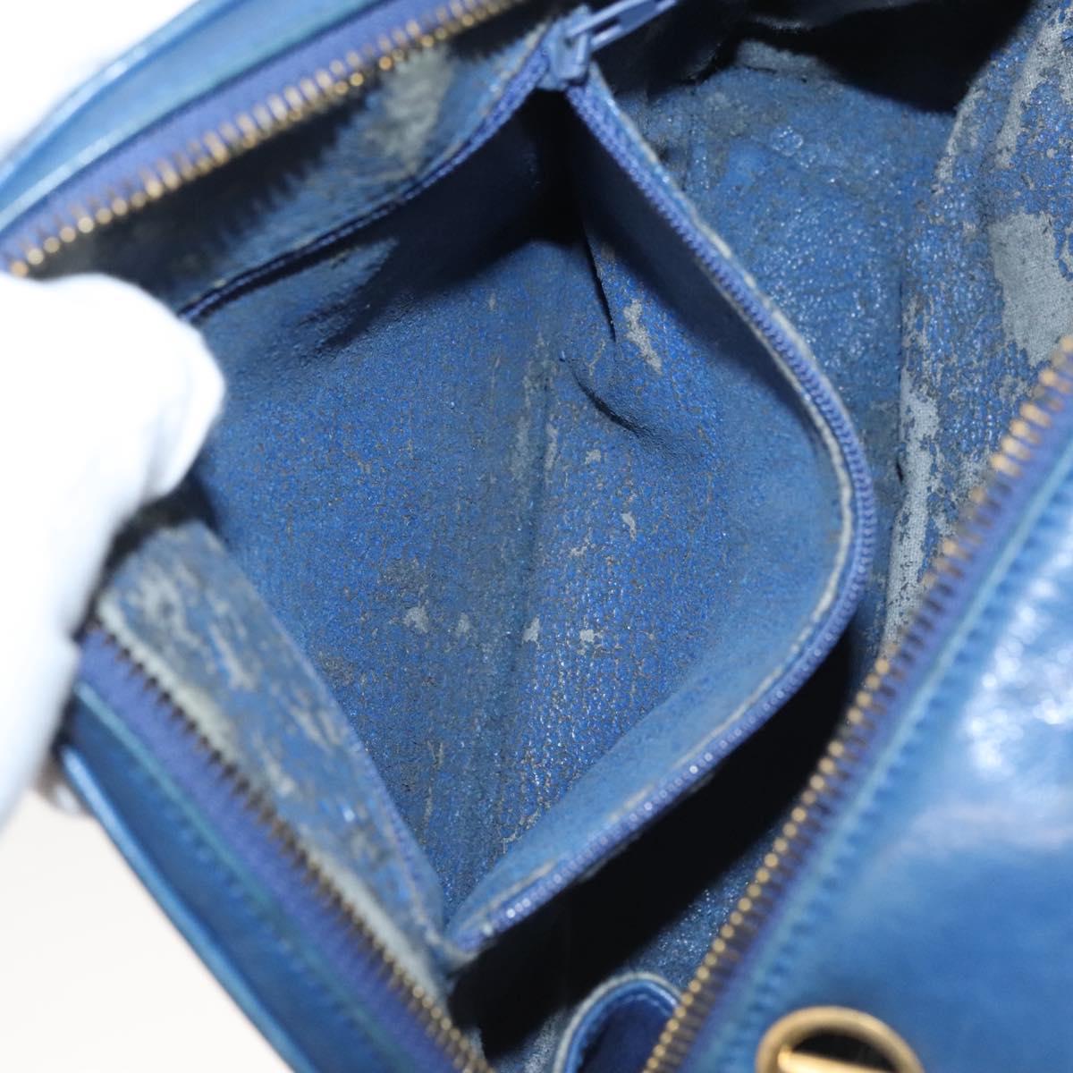 CHANEL Chain Bicolore Shoulder Bag Lamb Skin Blue Gold CC Auth 125470