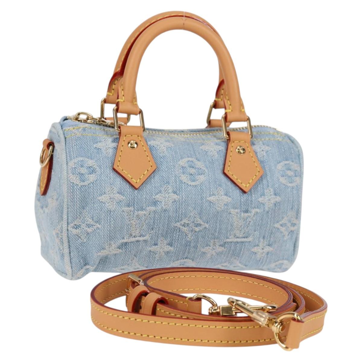 LOUIS VUITTON Monogram Denim Nano Speedy Hand Bag Blue M11212 LV Auth 125482SM