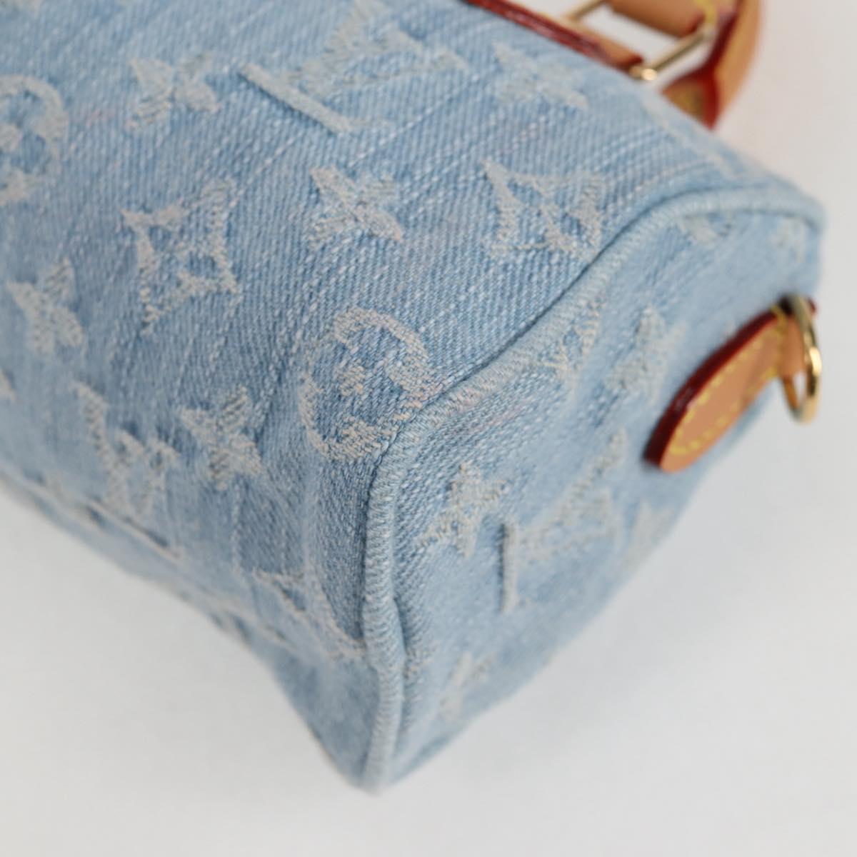 LOUIS VUITTON Monogram Denim Nano Speedy Hand Bag Blue M11212 LV Auth 125482SM