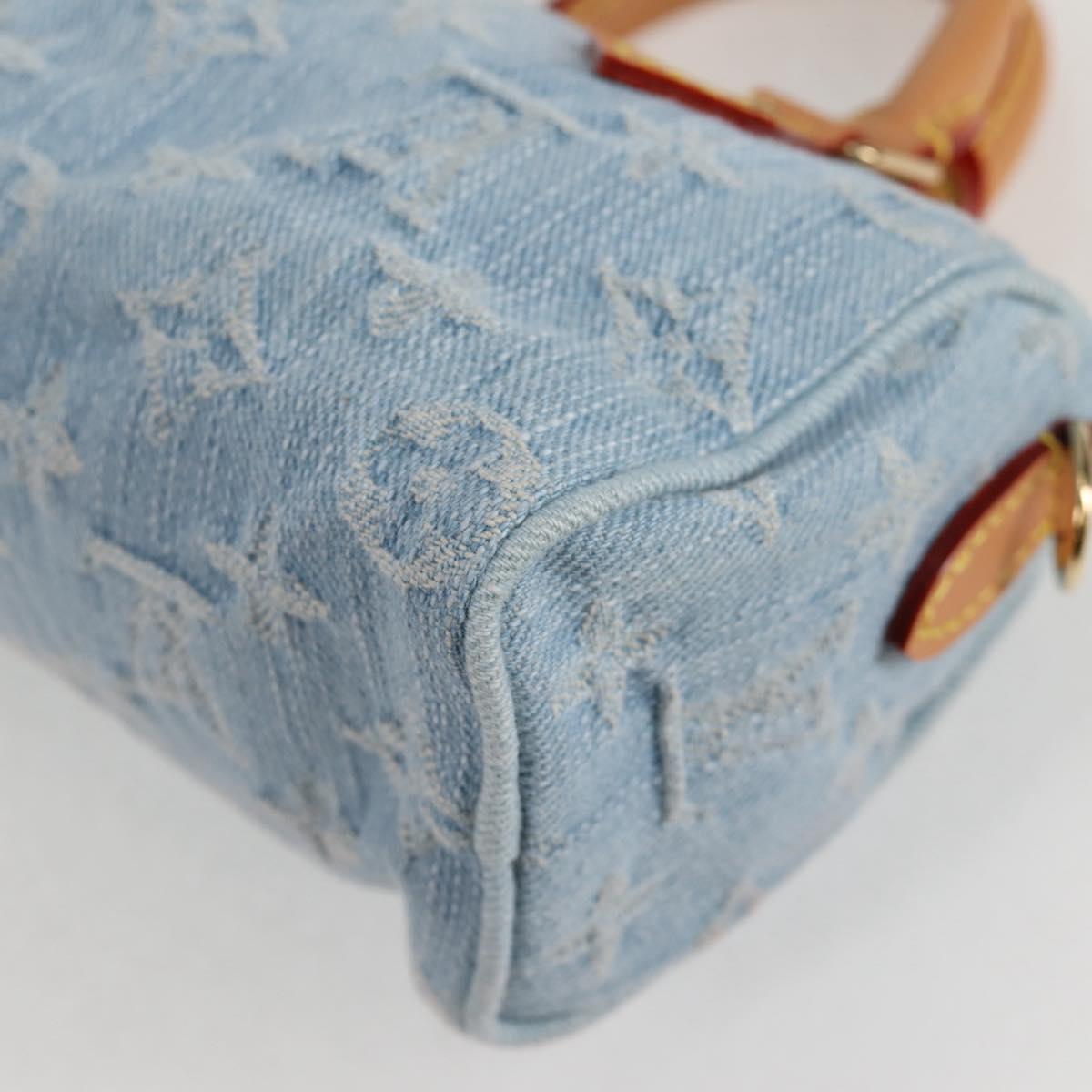 LOUIS VUITTON Monogram Denim Nano Speedy Hand Bag Blue M11212 LV Auth 125482SM