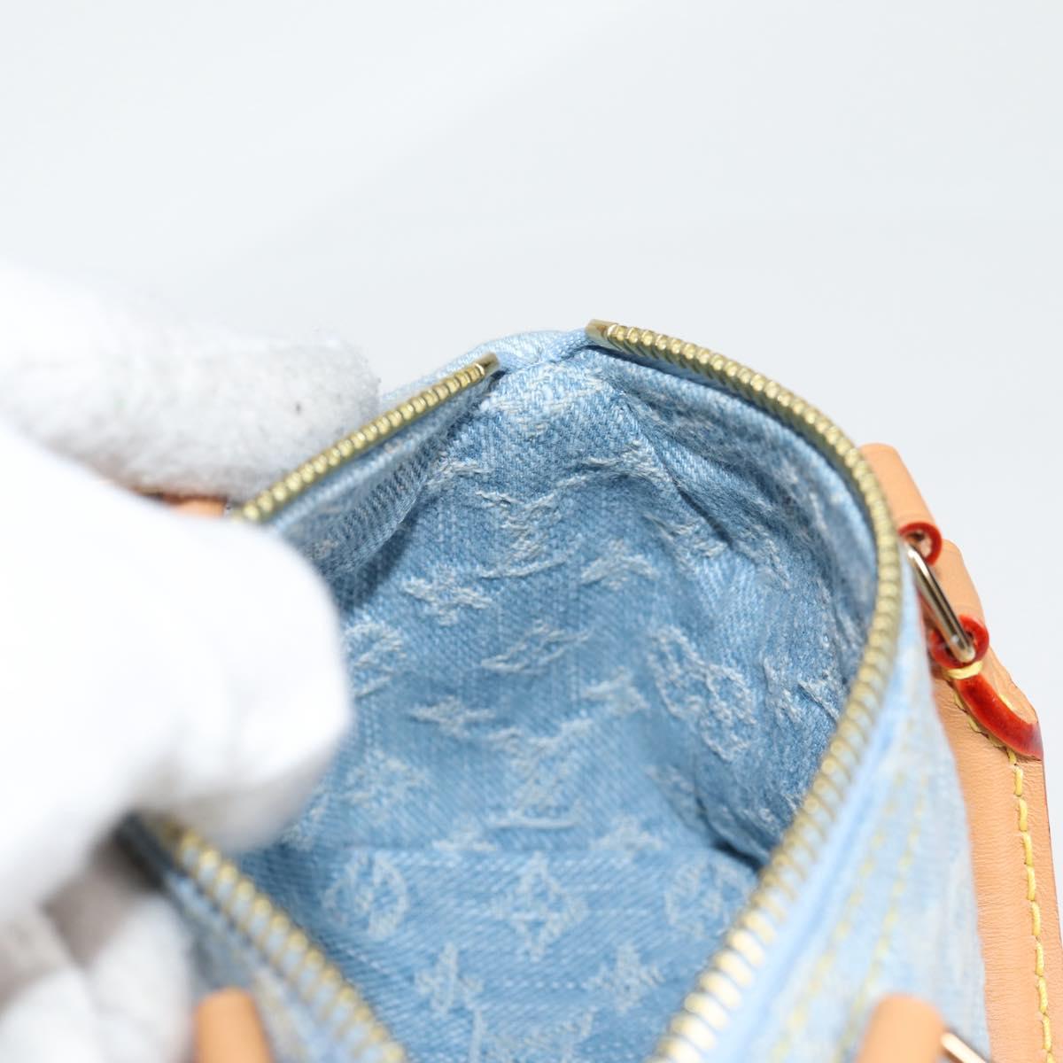 LOUIS VUITTON Monogram Denim Nano Speedy Hand Bag Blue M11212 LV Auth 125482SM