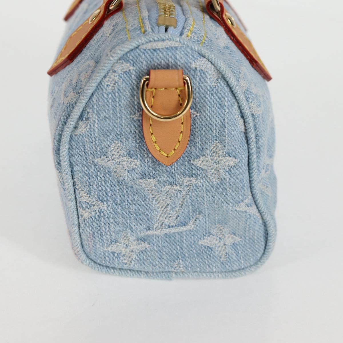 LOUIS VUITTON Monogram Denim Nano Speedy Hand Bag Blue M11212 LV Auth 125482SM