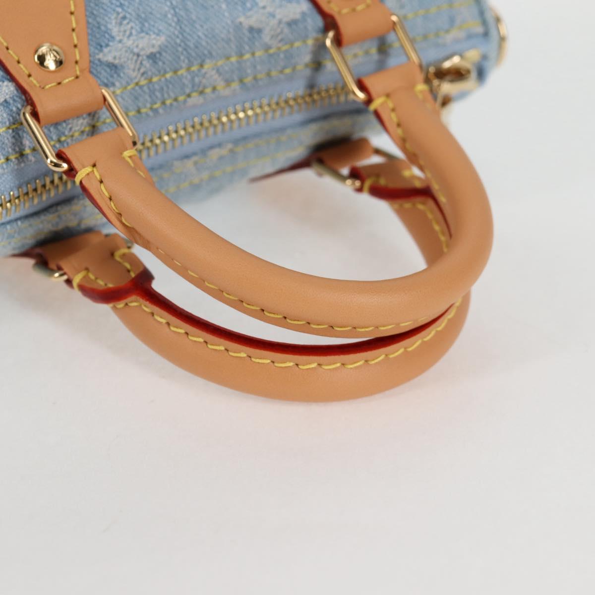 LOUIS VUITTON Monogram Denim Nano Speedy Hand Bag Blue M11212 LV Auth 125482SM