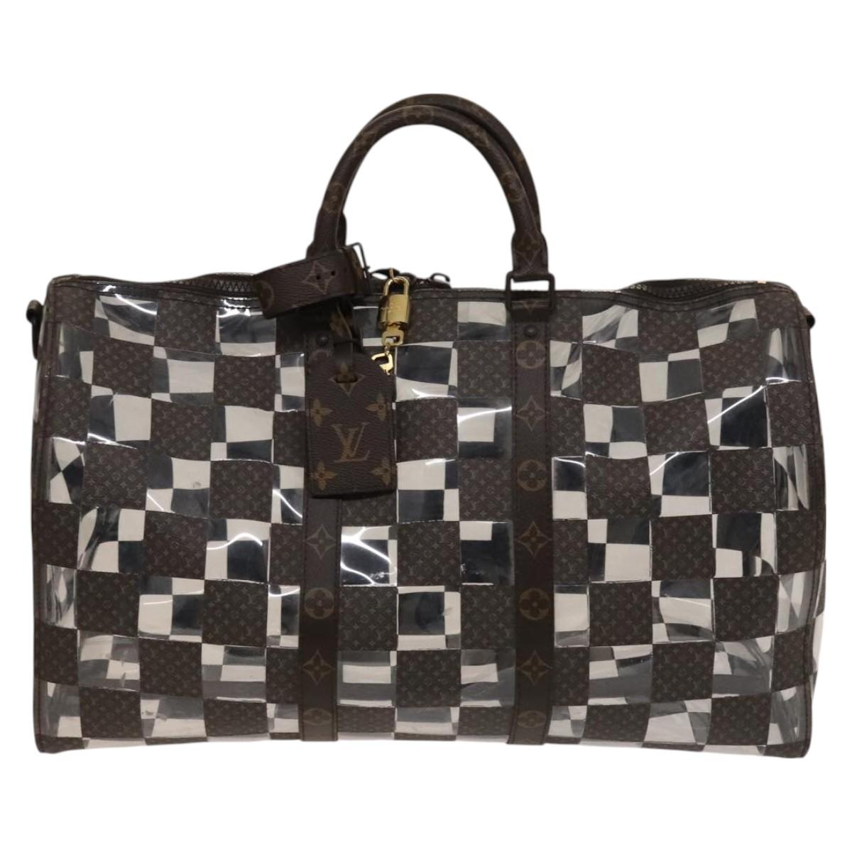 LOUIS VUITTON Monogram chess Keepall Bandouliere 50 Boston M20864 LV Auth 125489