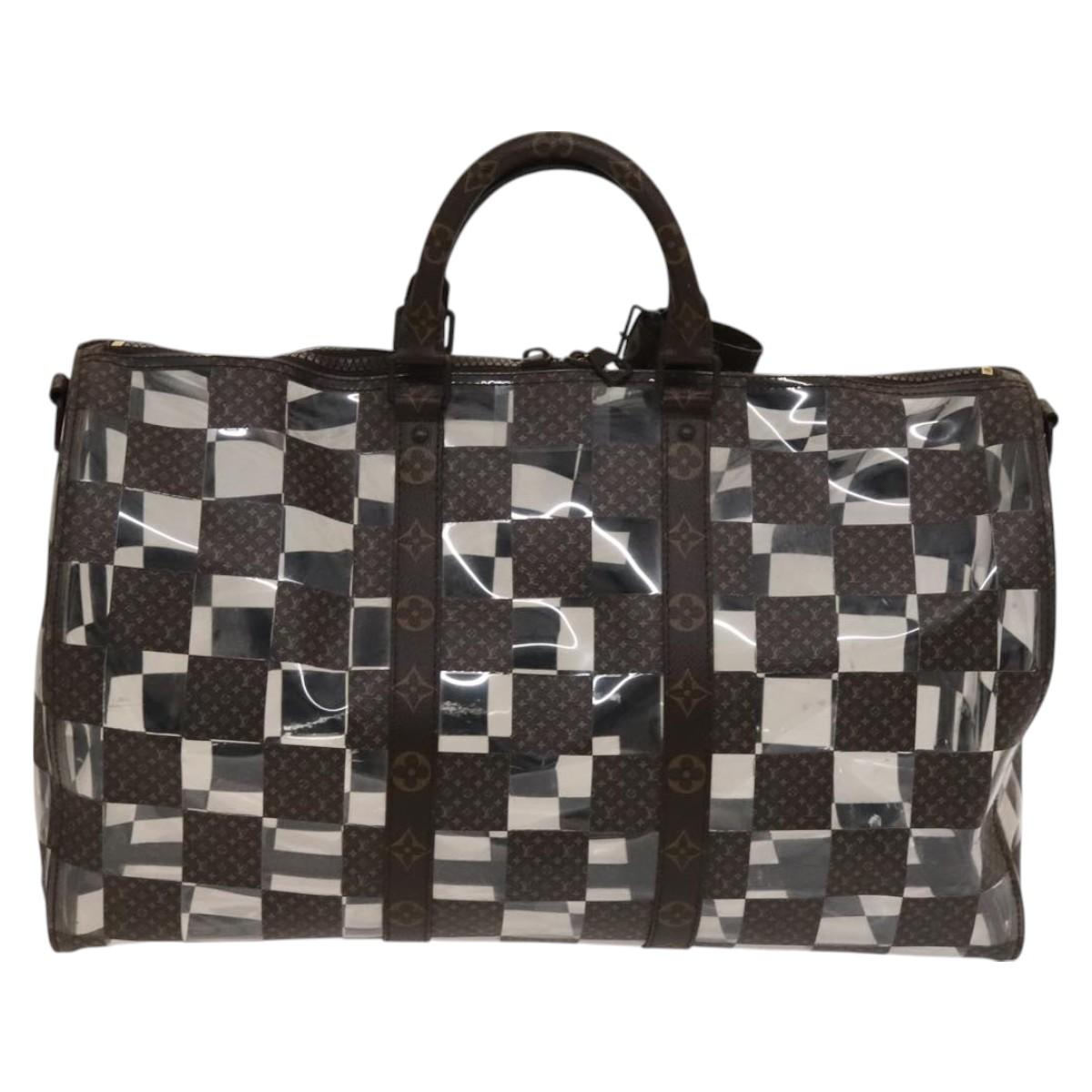 LOUIS VUITTON Monogram chess Keepall Bandouliere 50 Boston M20864 LV Auth 125489